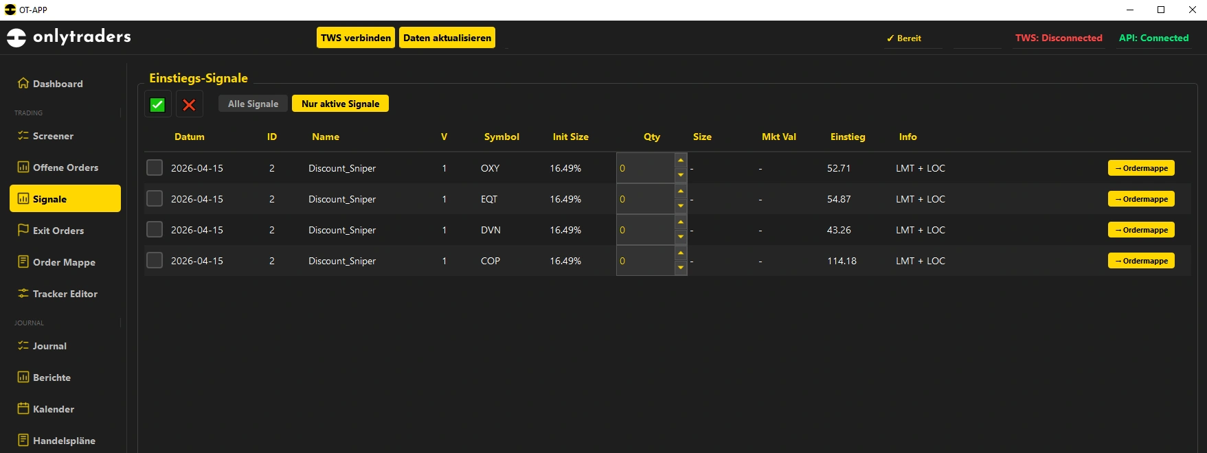 OT - Terminal — Einstiegs-Signale
